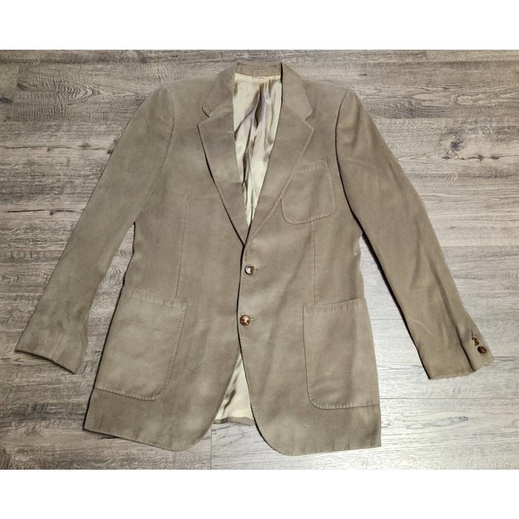 Vintage 90s Lanvin Paris Feather Suede Designer Suit Jacket Coat Blazer Mens 40R - Picture 1 of 12